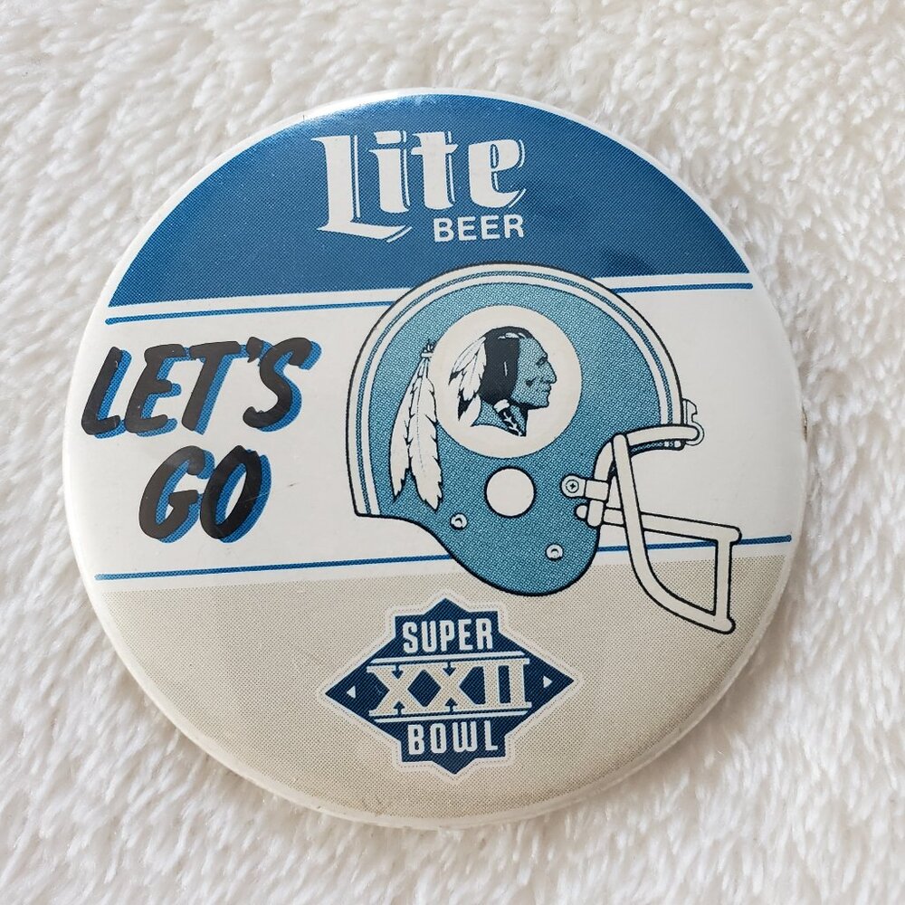 Redskins Lite Beer Super Bowl XXII Vintage Pin